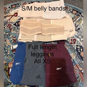 HUGE Maternity lot 3 pair of XS leggings, 1 dresses & 2 belly bands S/M EUC